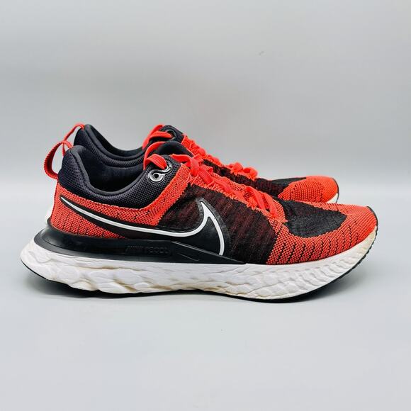 Nike Shoes Mens 9 Red Black React Infinity Flyknit Running Athletic Sneakers - Picture 1 of 13